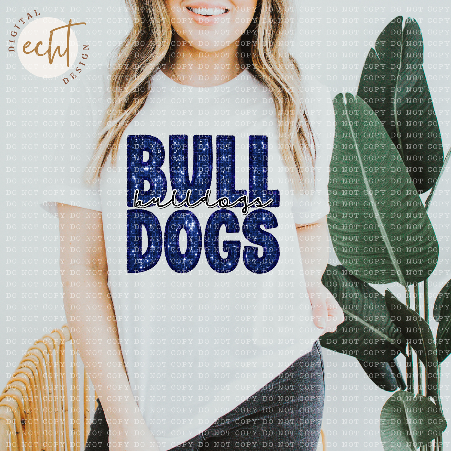Bulldogs Faux Sequin/ Embroidery - PNG File- Digital Download