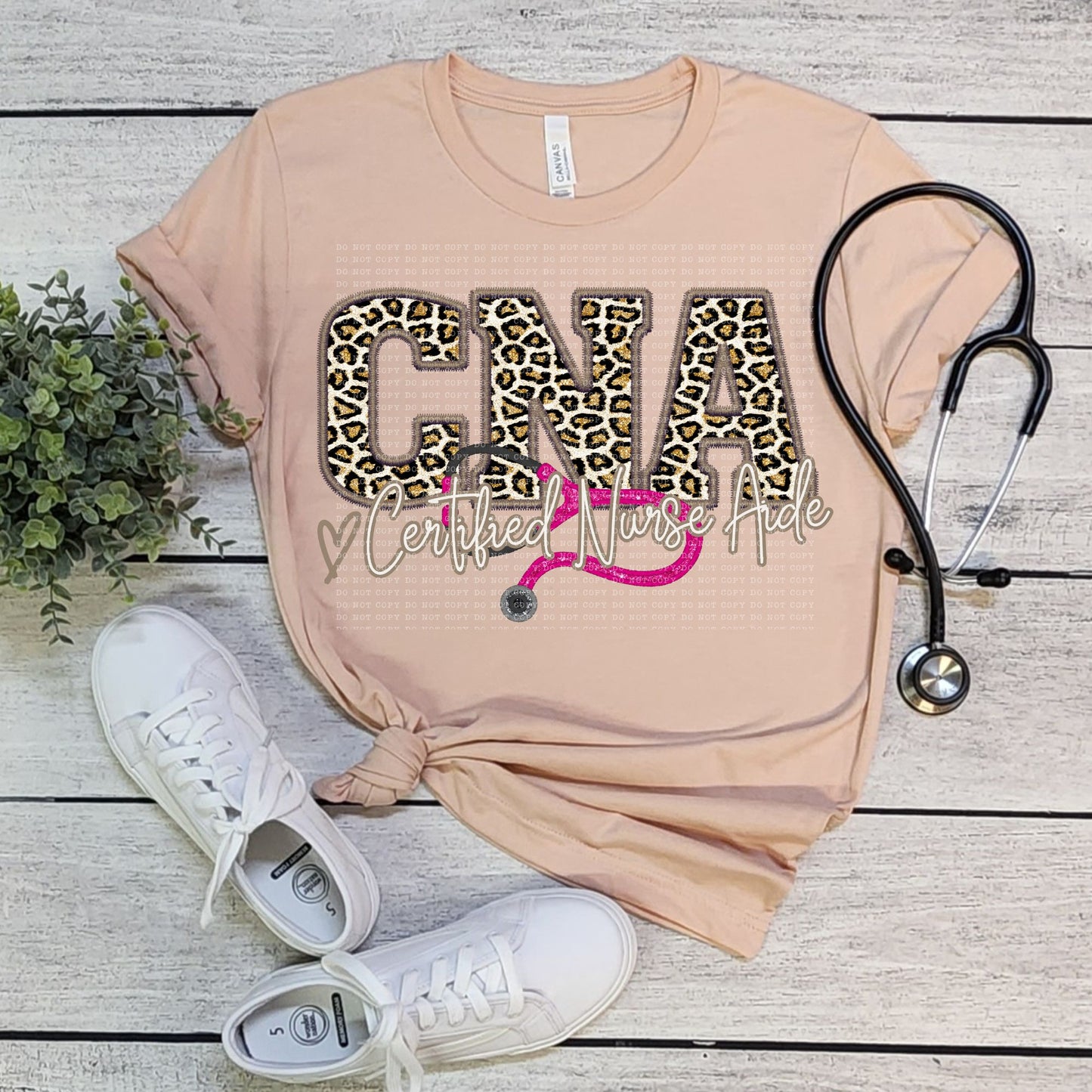 CNA Glitter Leopard Faux Embroidery - PNG File- Digital Download
