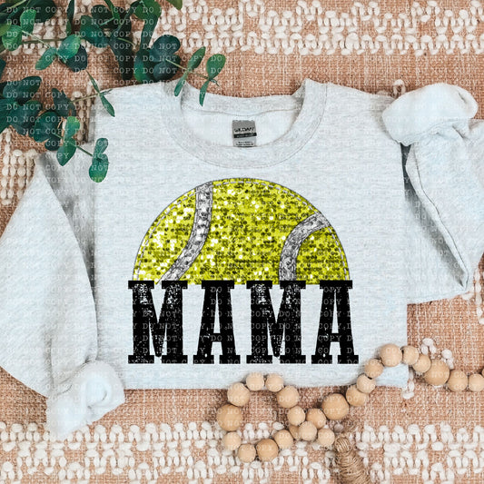 TENNIS MAMA FAUX EMBROIDERY FAUX SEQUIN- PNG File- Digital Download