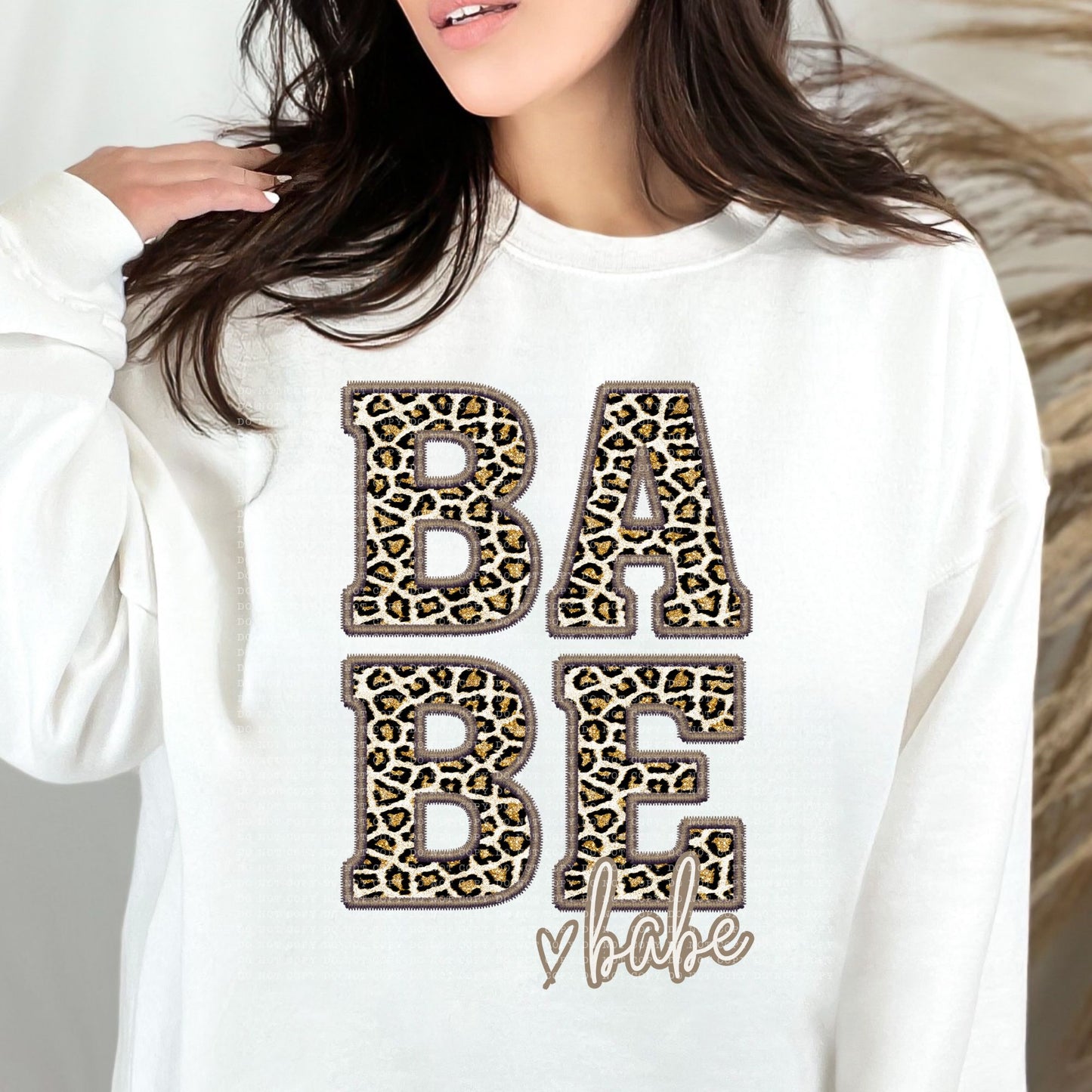 Babe Glitter Leopard Faux Embroidery - PNG File- Digital Download
