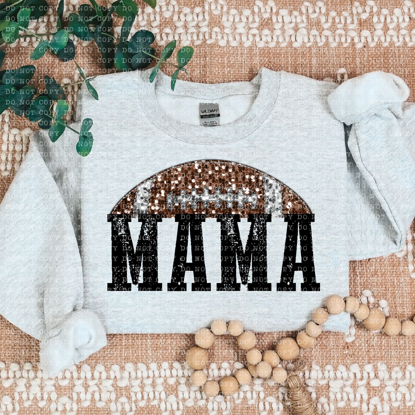 FOOTBALL MAMA FAUX EMBROIDERY FAUX SEQUIN- PNG File- Digital Download