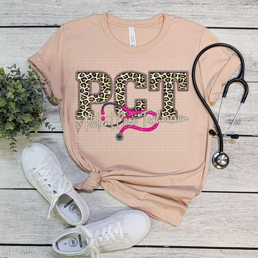 PCT Glitter Leopard Faux Embroidery - PNG File- Digital Download