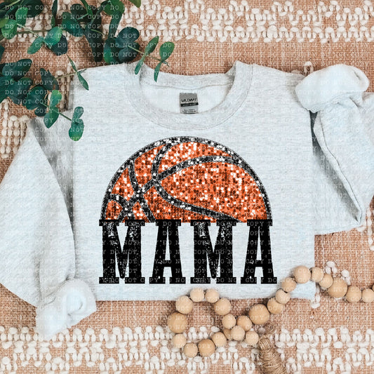 BASKETBALL MAMA FAUX EMBROIDERY FAUX SEQUIN- PNG File- Digital Download