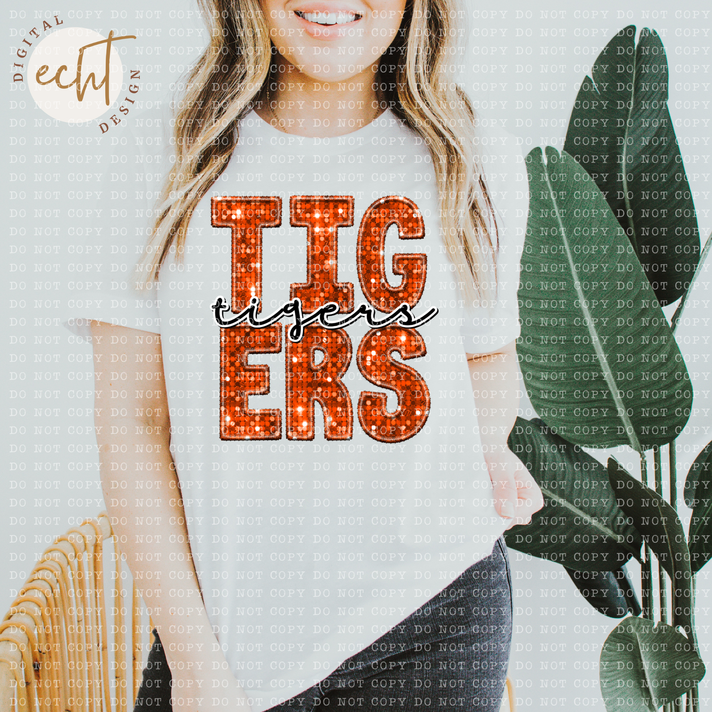 Tigers Faux Sequin/ Embroidery - PNG File- Digital Download