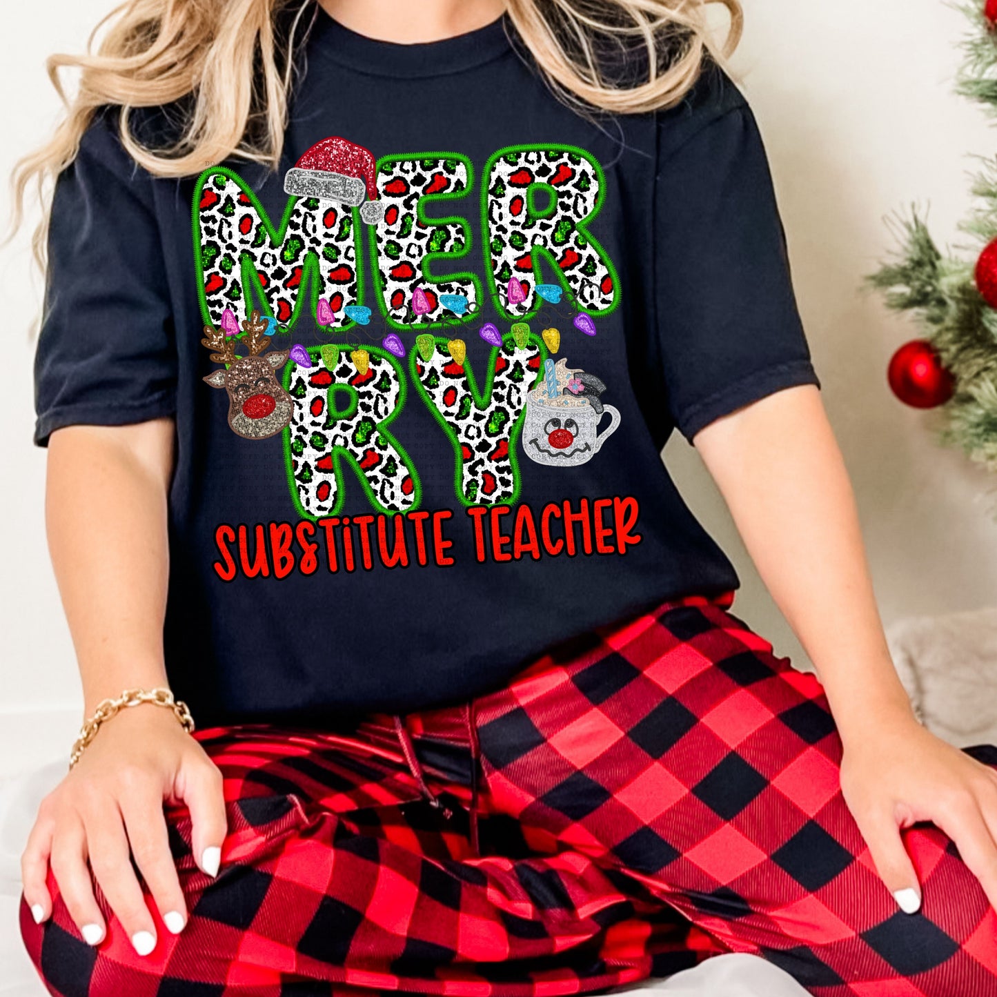 Merry Leopard Christmas Names Faux Sequin Faux Embroidery - PNG File- Digital Download