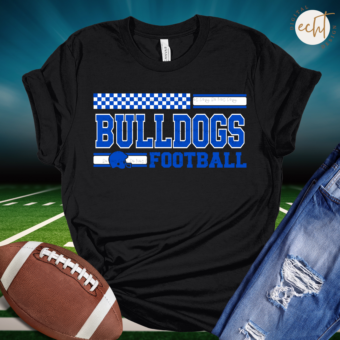 Bulldogs Football-Blue- PNG File- Digital Download
