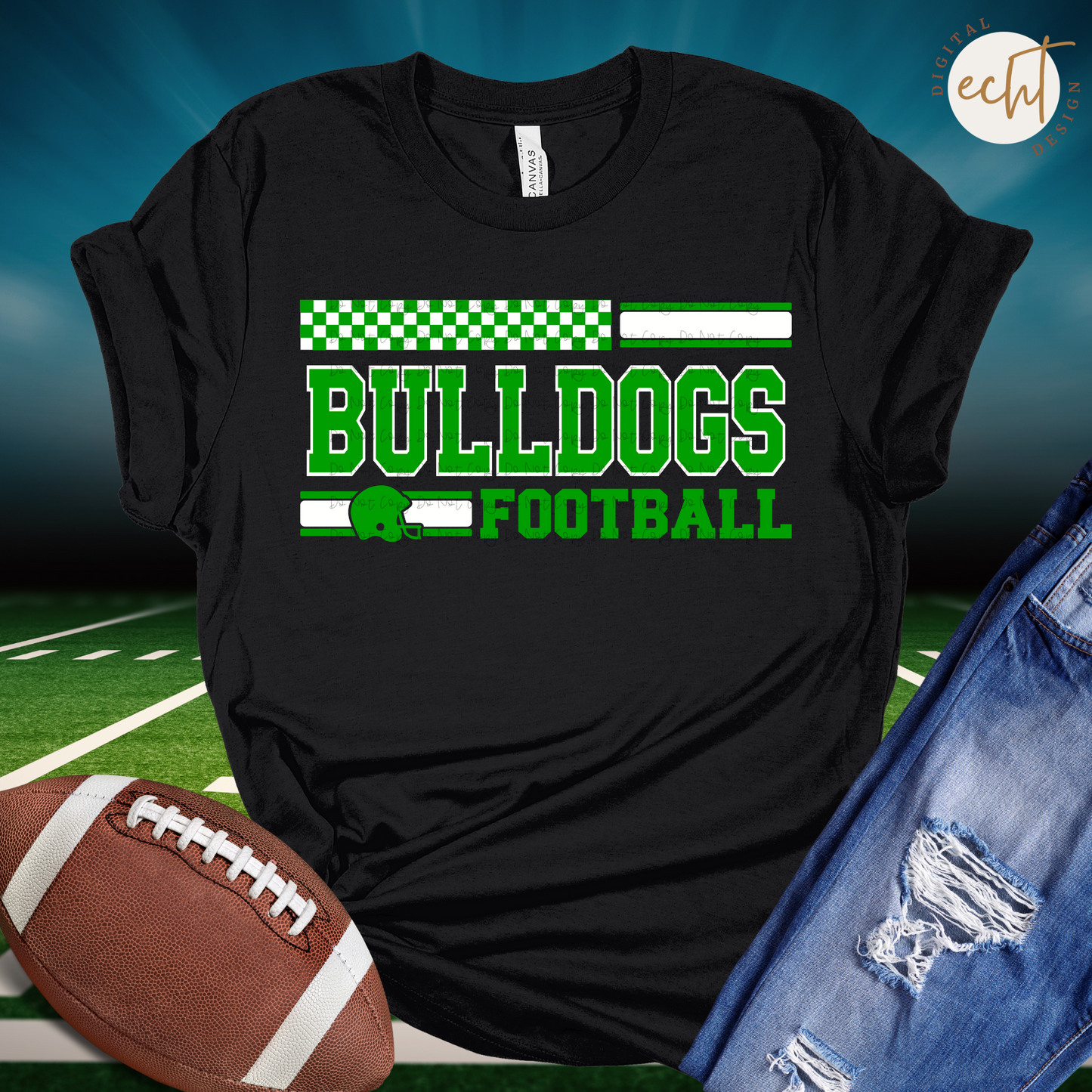 Bulldogs Football-Green- PNG File- Digital Download