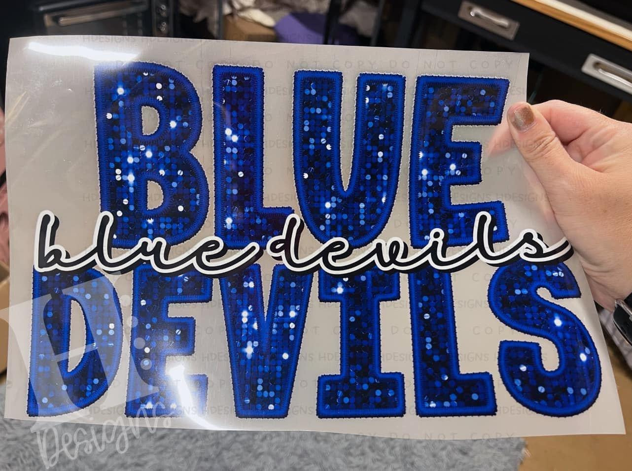 Blue Devils Faux Sequin/ Embroidery - PNG File- Digital Download