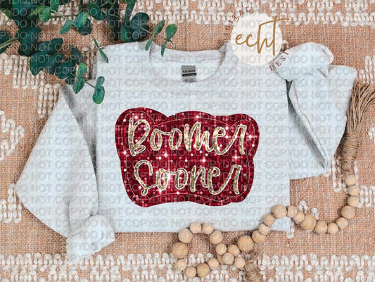Boomer Sooner Faux Sequin Faux Embroidery - PNG File- Digital Download