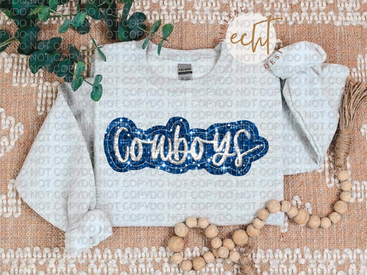 Cowboys  Faux Sequin Faux Embroidery - PNG File- Digital Download