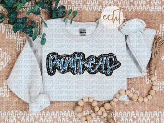 Panthers Faux Sequin Faux Embroidery - PNG File- Digital Download