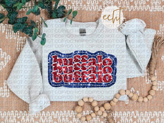 Buffalo Faux Sequin Faux Embroidery - PNG File- Digital Download