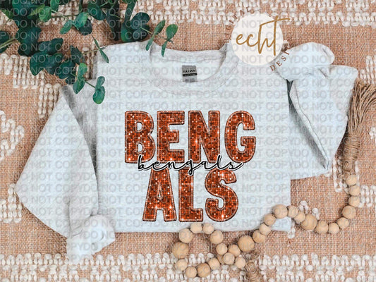 Bengals Faux Sequin Faux Embroidery - PNG File- Digital Download