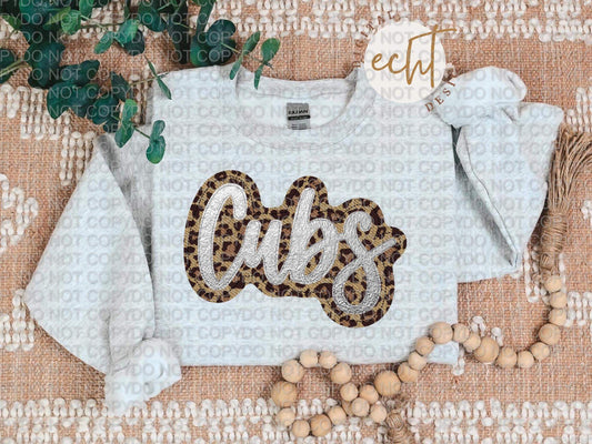 Cubs Faux Sequin Faux Embroidery - PNG File- Digital Download