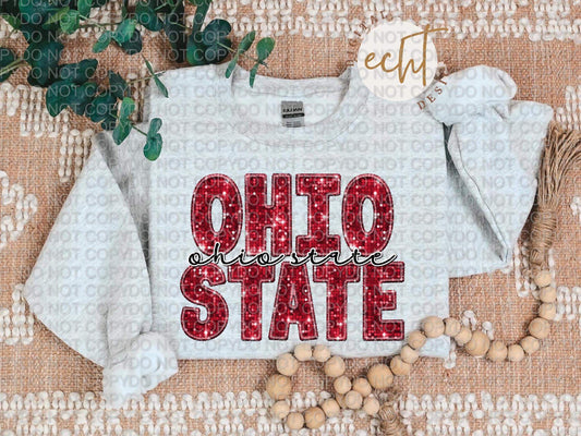 Ohio Faux Sequin Faux Embroidery - PNG File- Digital Download