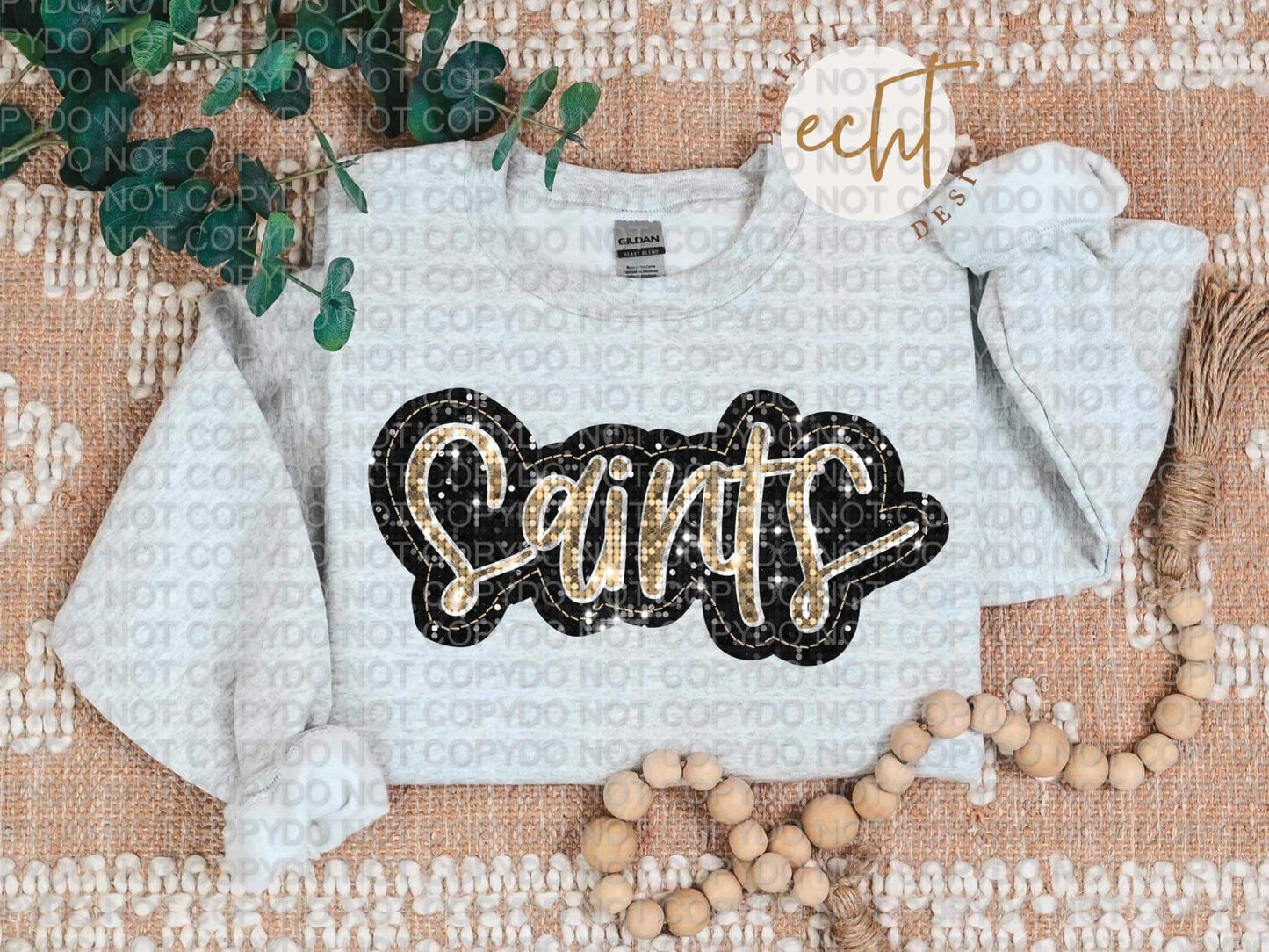 Saints Faux Sequin Faux Embroidery - PNG File- Digital Download