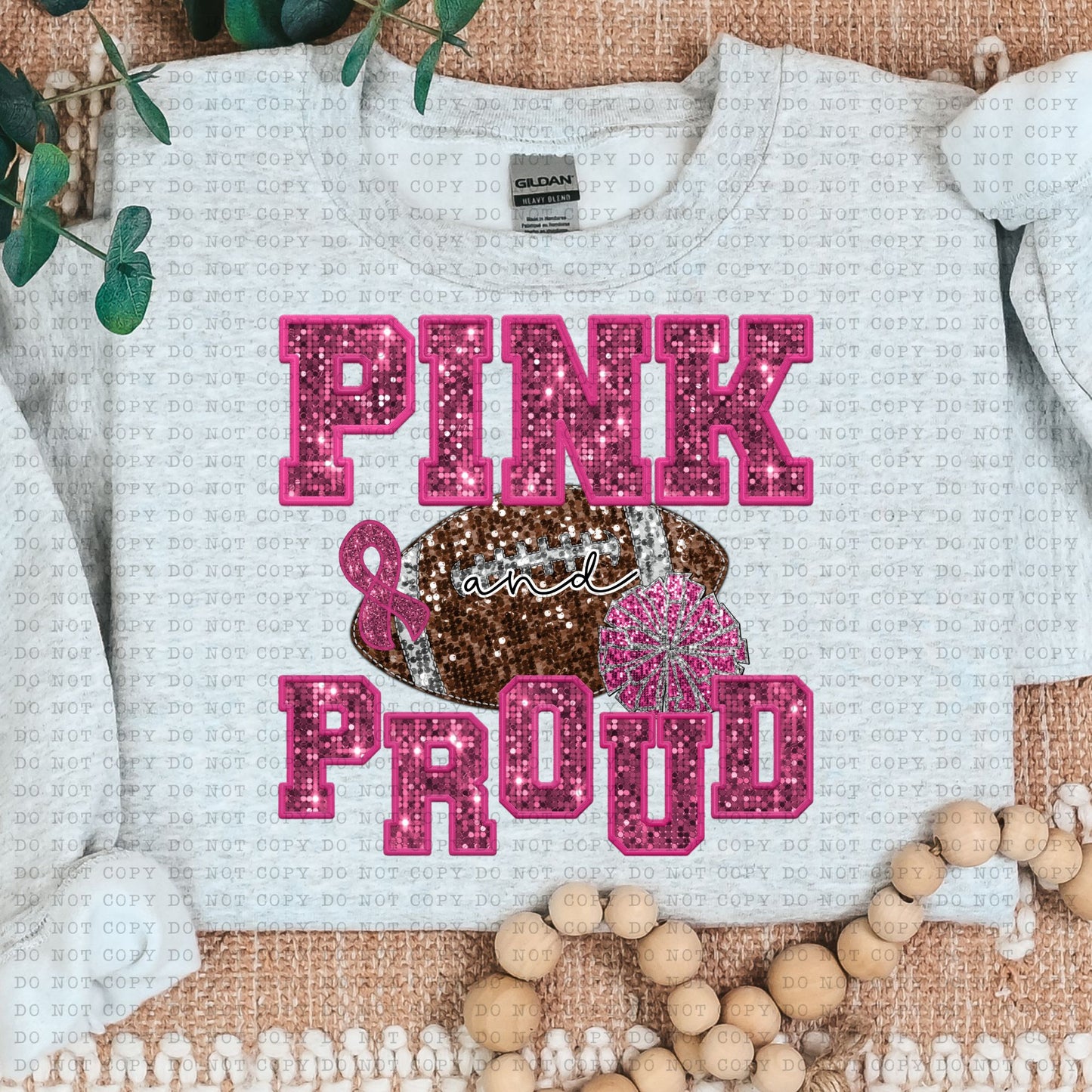 Pink and Proud Faux Sequin Faux Embroidery - PNG File- Digital Download