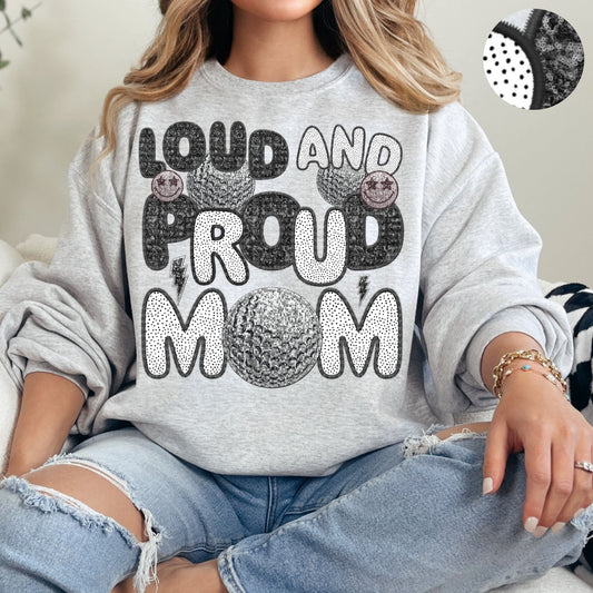Loud and Proud Golf Mom Spots Faux Sequin Faux Embroidery - PNG File- Digital Download