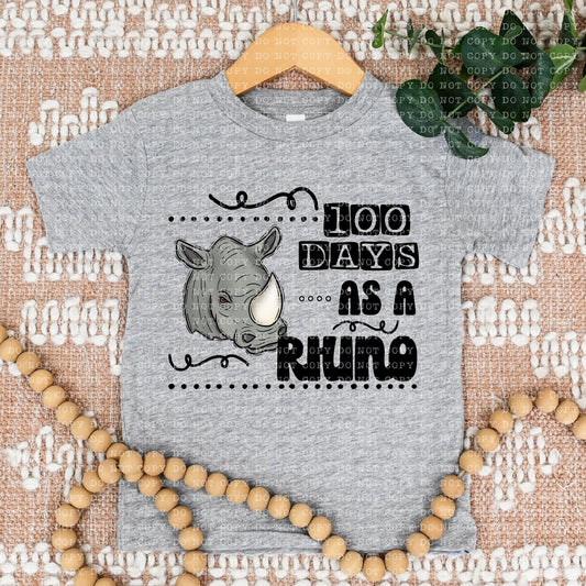 100 DAYS AS A RHINO- PNG File- Digital Download