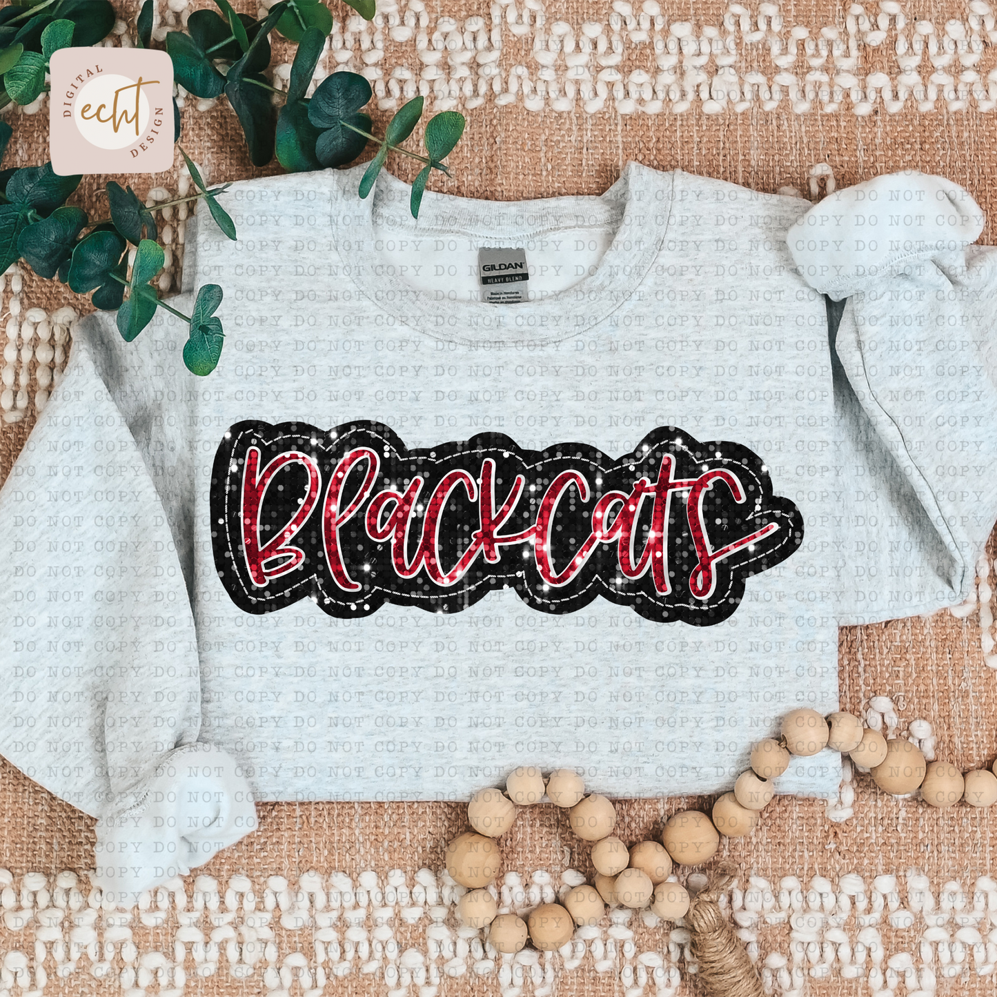 Blackcats Faux Sequin Faux Embroidery - PNG File- Digital Download