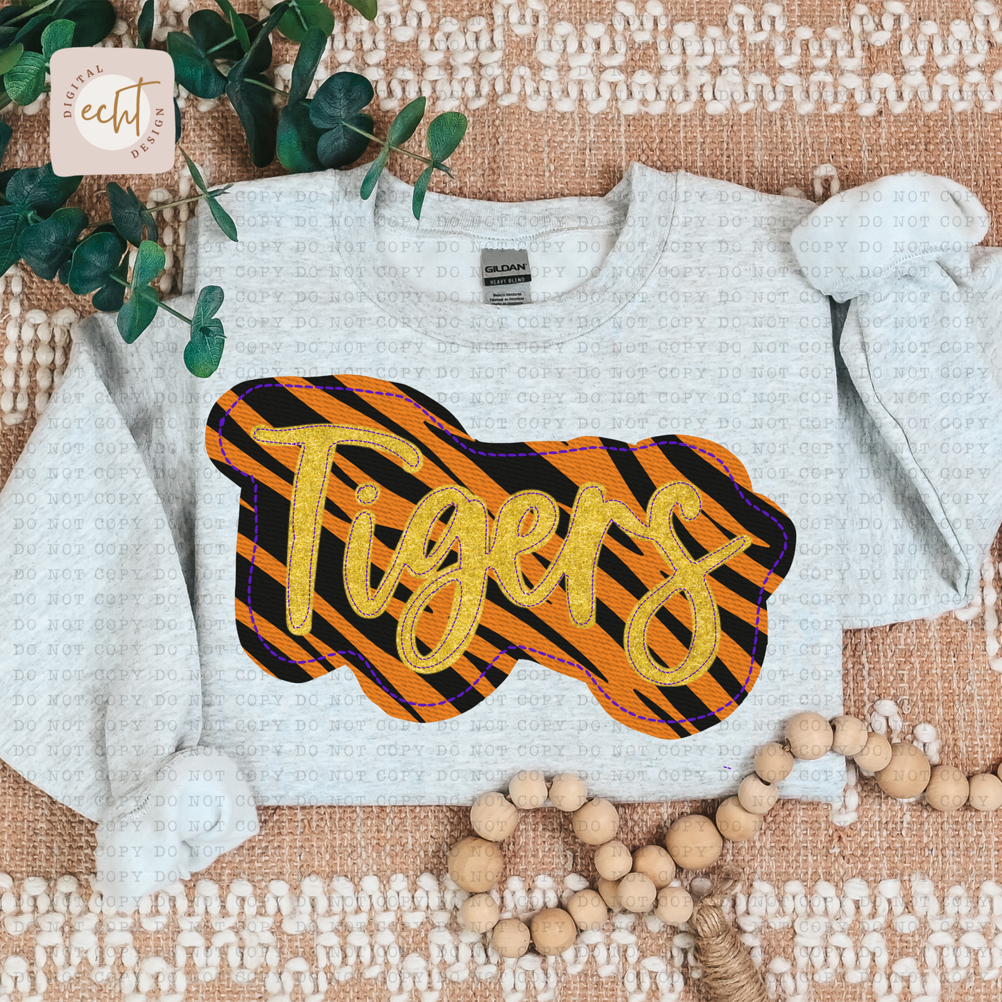 Tigers Faux Sequin Faux Embroidery - PNG File- Digital Download