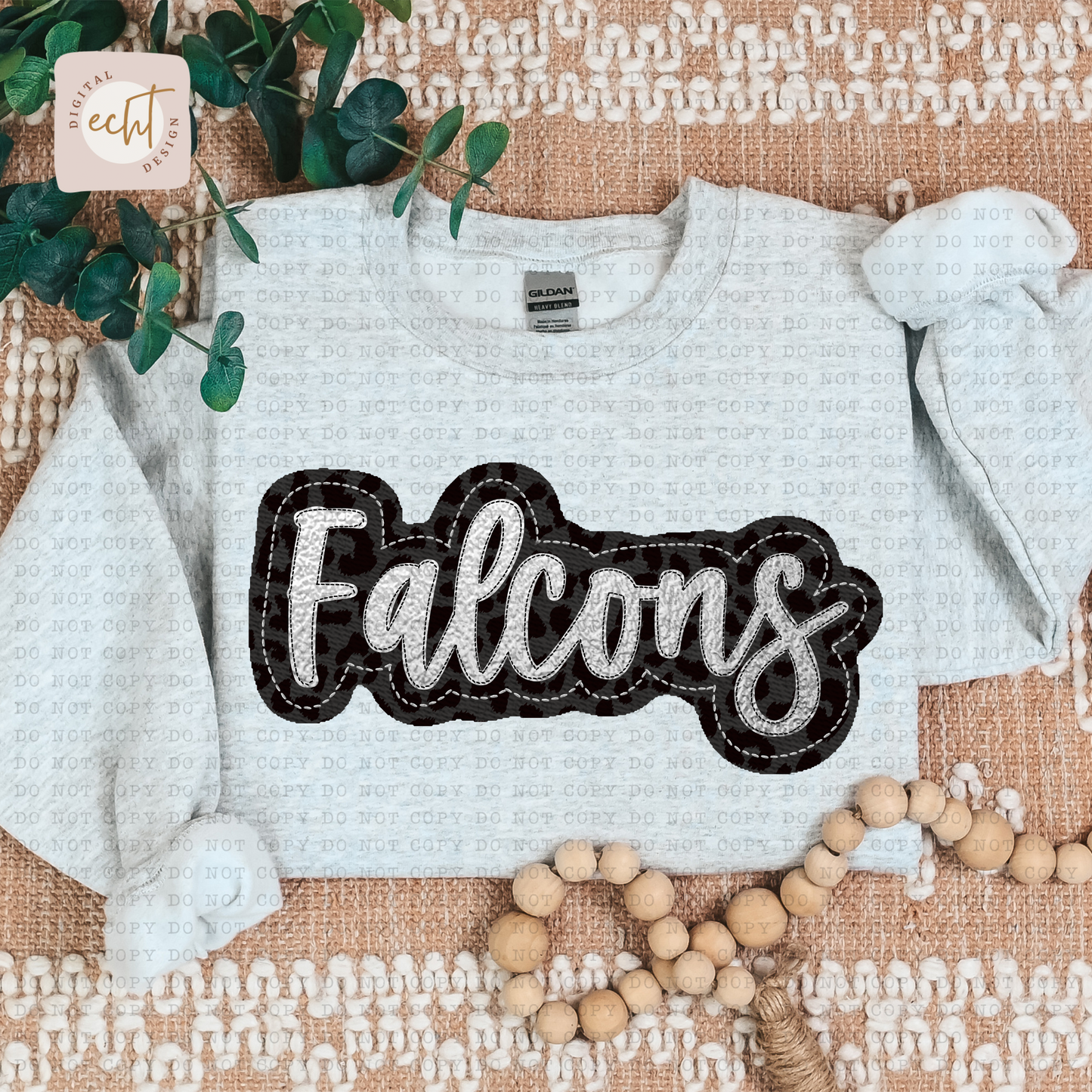 Falcons Faux Embroidery Appliqué - PNG File- Digital Download