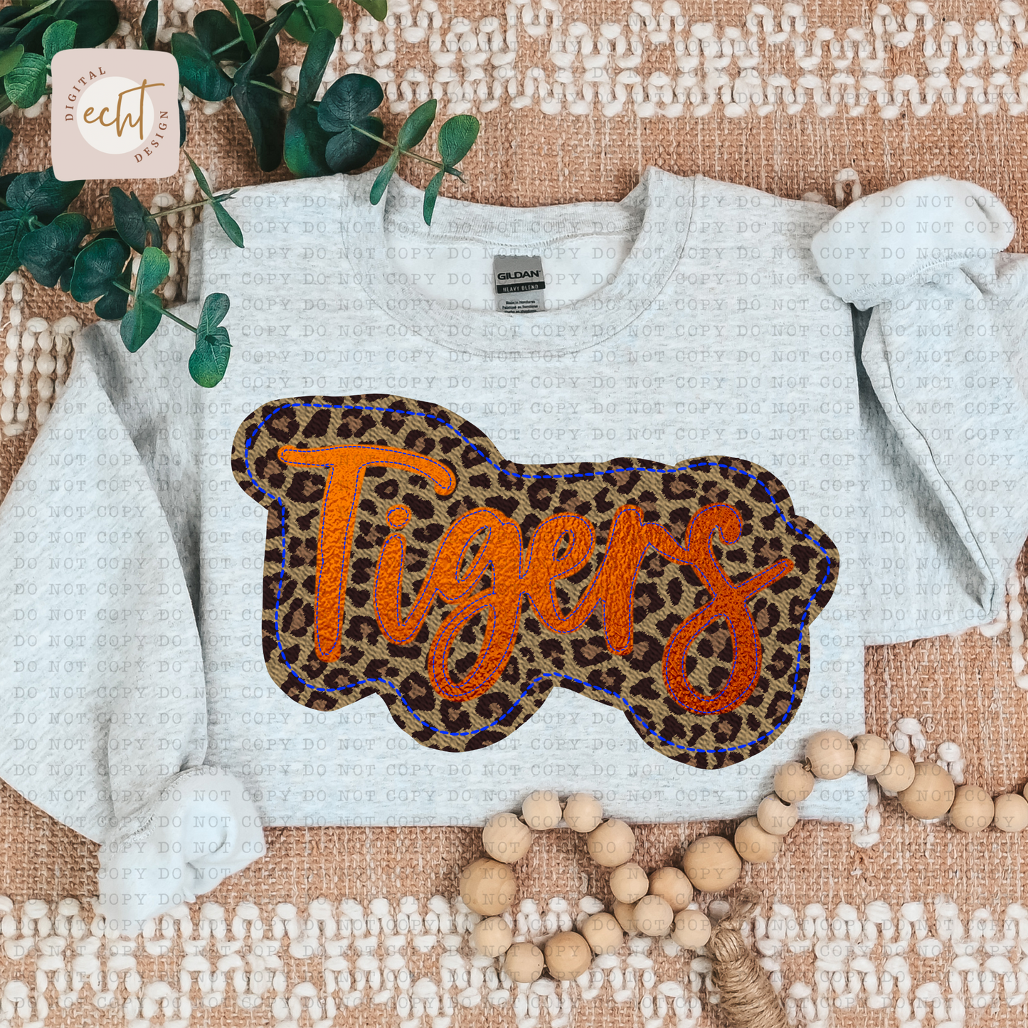 Tigers Faux Embroidery Sequin - PNG File- Digital Download