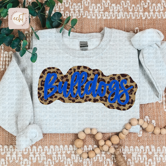 Bulldogs Faux Sequin Faux Embroidery - PNG File- Digital Download