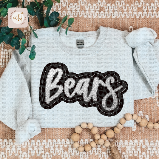 Bears Faux Sequin Faux Embroidery - PNG File- Digital Download