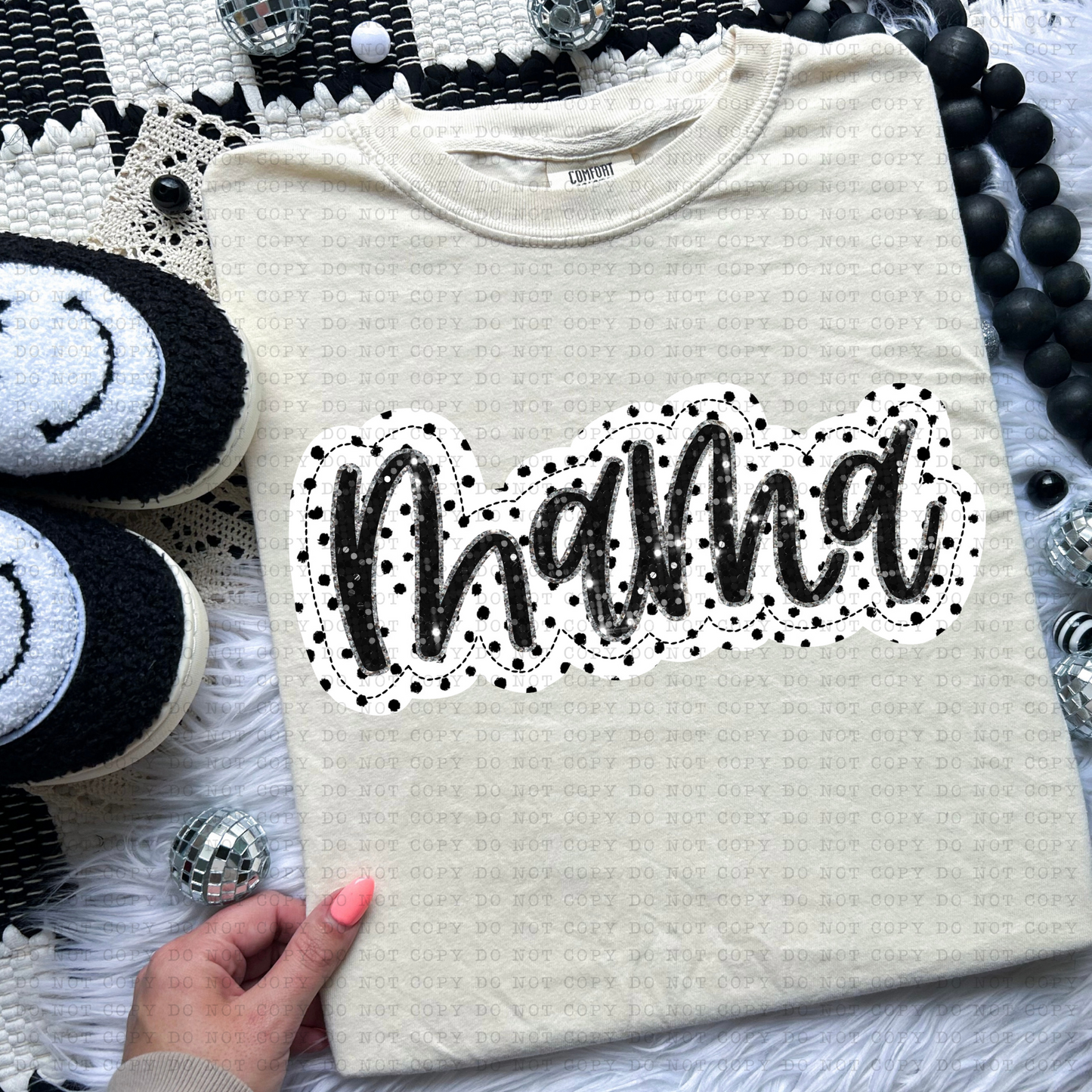 MAMA DOTTED APPLIQUE-PNG File- Digital Download