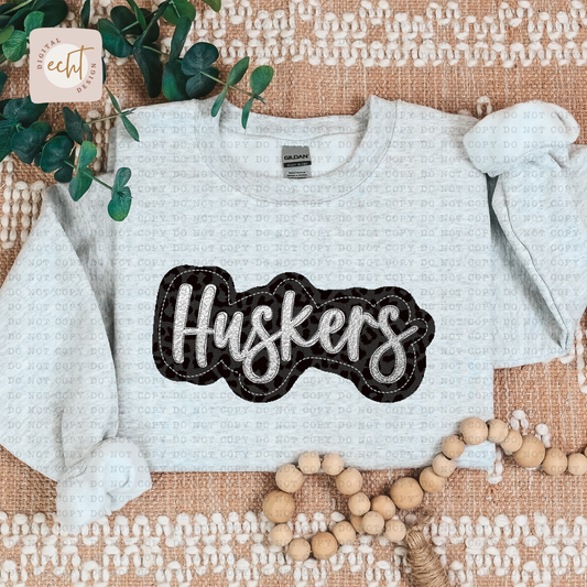 Huskers Faux Sequin Faux Embroidery - PNG File- Digital Download