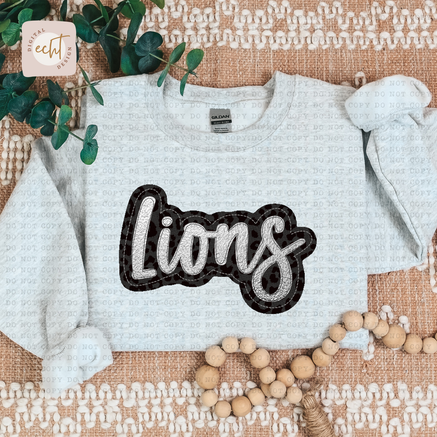 Lions Faux Sequin Faux Embroidery - PNG File- Digital Download