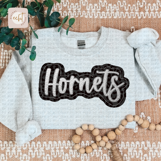 Hornets Faux Sequin Faux Embroidery - PNG File- Digital Download