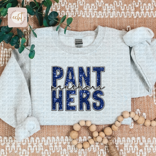 Panthers Faux Sequin Faux Embroidery - PNG File- Digital Download