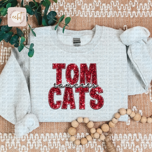 Tom Cats Faux Sequin Faux Embroidery - PNG File- Digital Download
