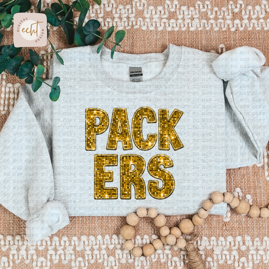 Packers Faux Sequin Faux Embroidery - PNG File- Digital Download