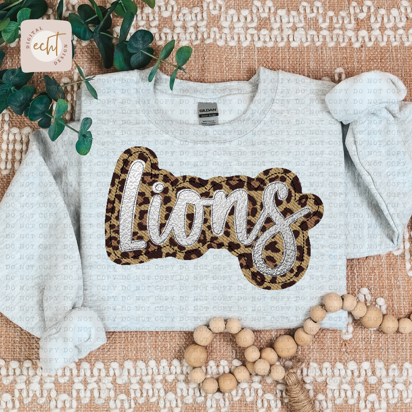 Lions Faux Sequin Faux Embroidery - PNG File- Digital Download