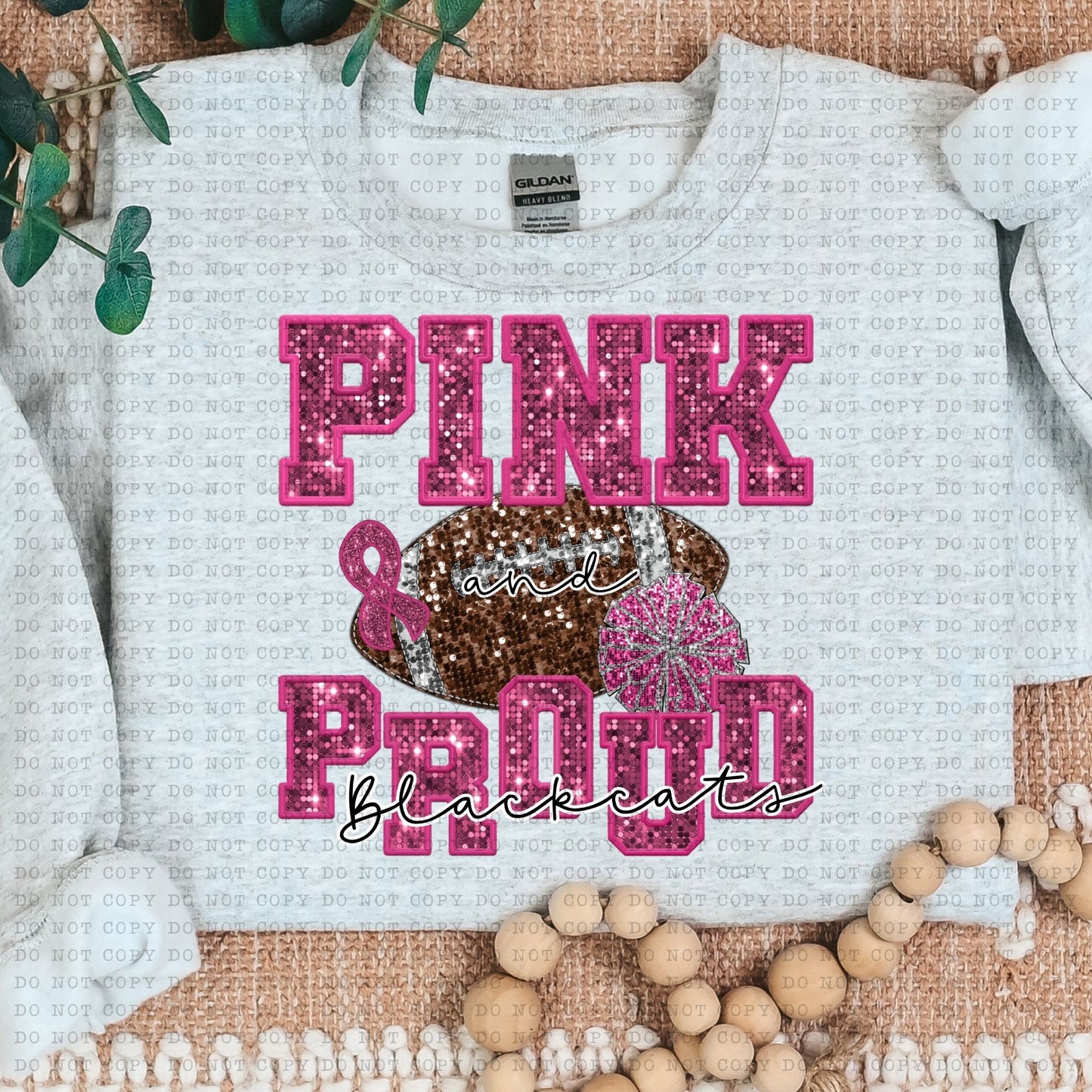 Pink and Proud BlackCats Faux Sequin Faux Embroidery - PNG File- Digital Download