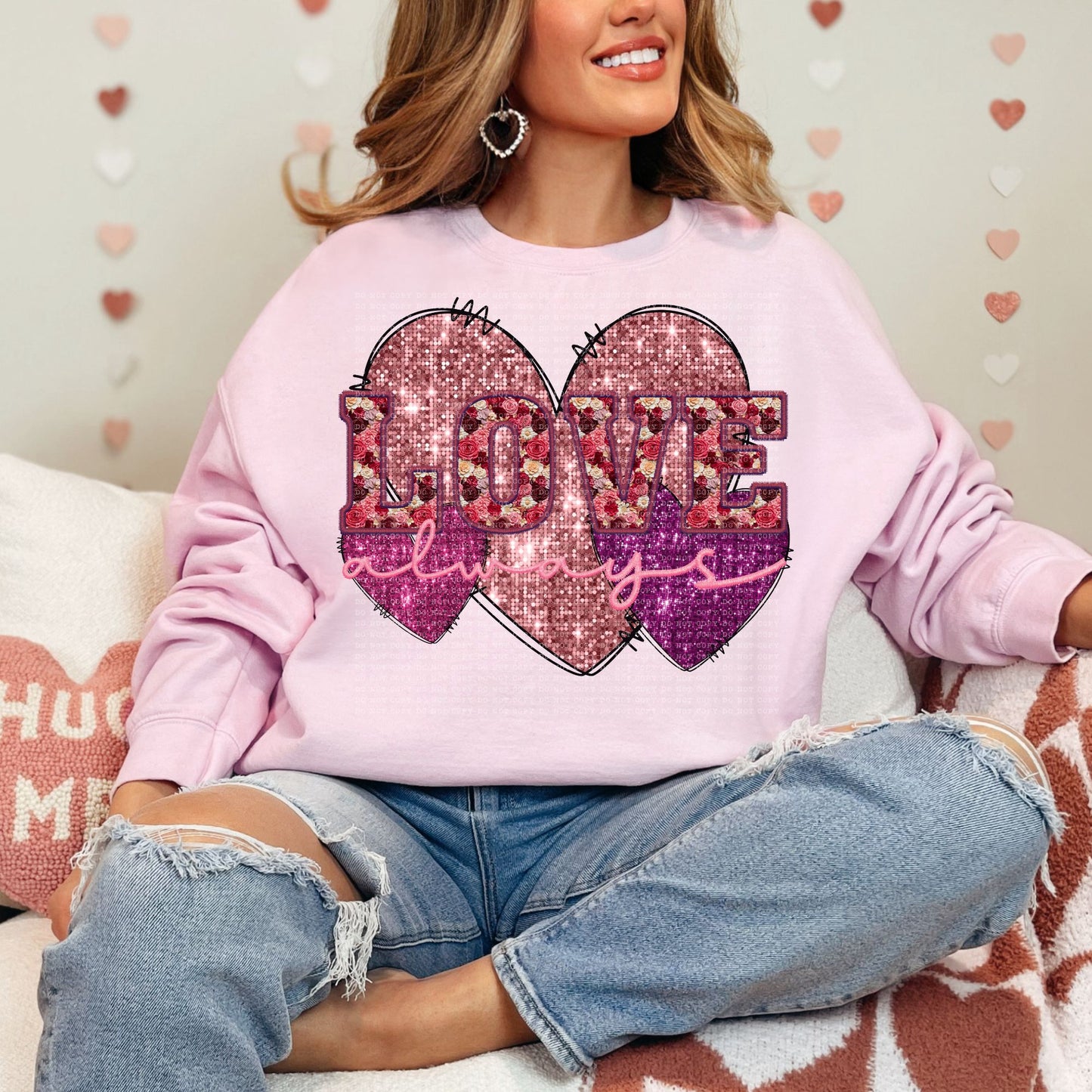 Love Always Faux Sequin Faux Embroidery - PNG File- Digital Download