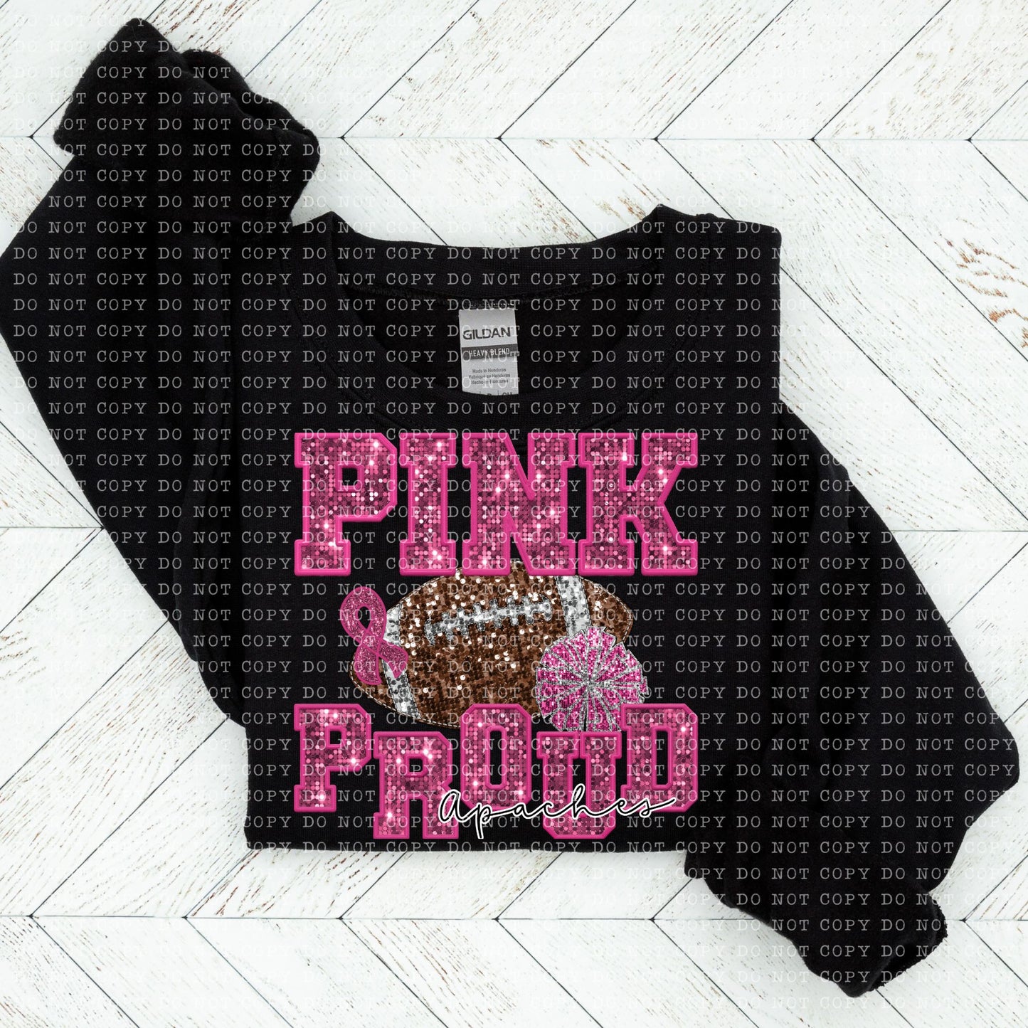 Pink and Proud Apaches Faux Sequin Faux Embroidery - PNG File- Digital Download