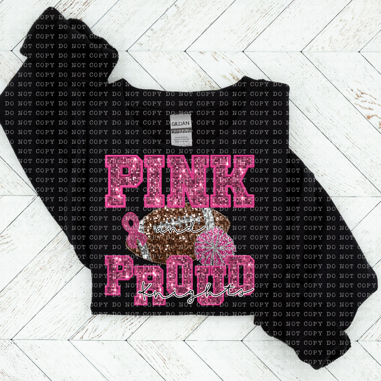 Pink and Proud Knights Faux Sequin Faux Embroidery - PNG File- Digital Download