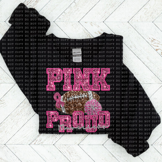 Pink and Proud Mavericks Faux Sequin Faux Embroidery - PNG File- Digital Download