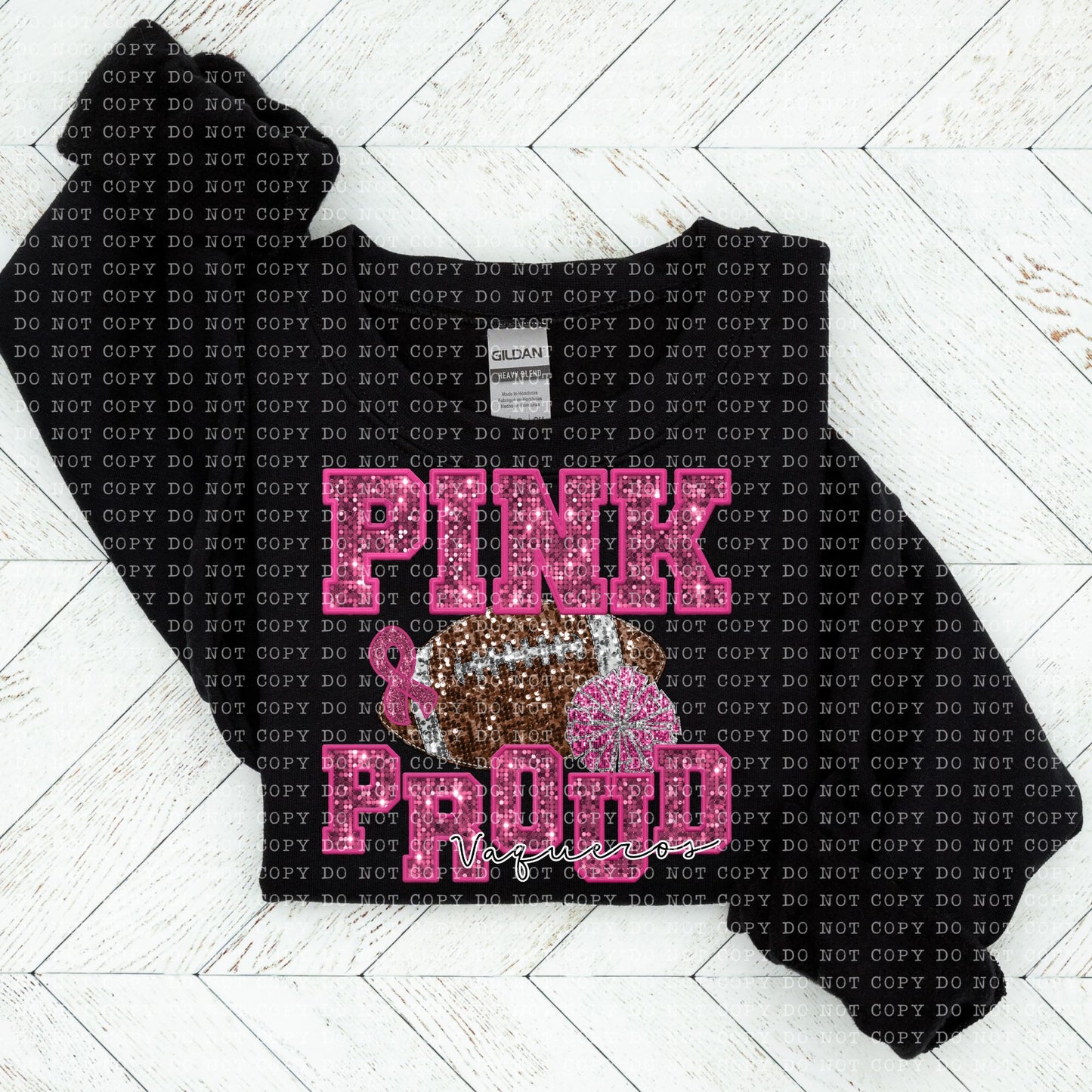 Pink and Proud Vaqueros Faux Sequin Faux Embroidery - PNG File- Digital Download