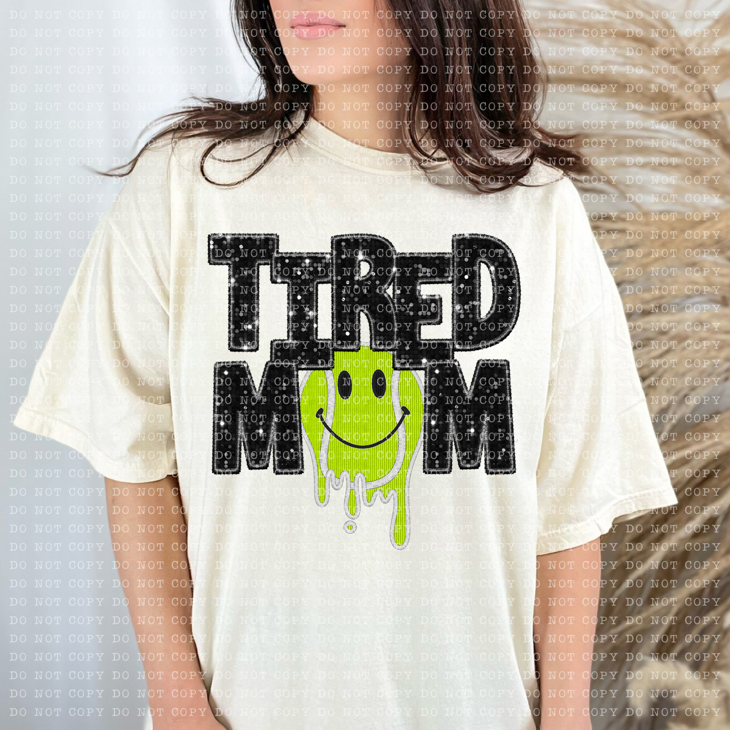 Tired Tennis Mom Drippy Faux Sequin Faux Embroidery - PNG File- Digital Download