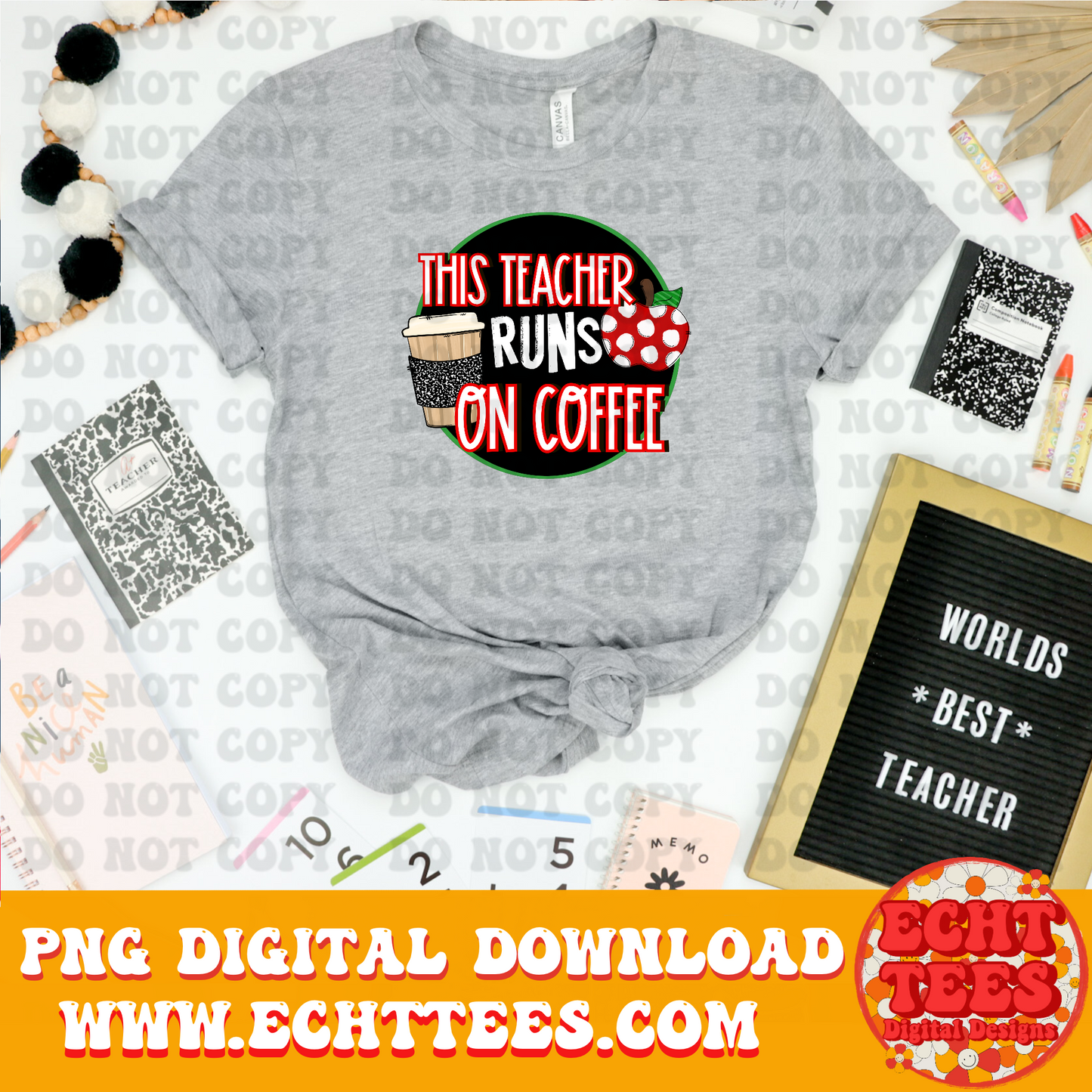 This teacher runs on coffee PNG Digital Download