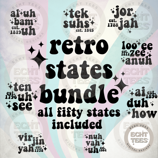 Retro state bundle PNG Digital Download