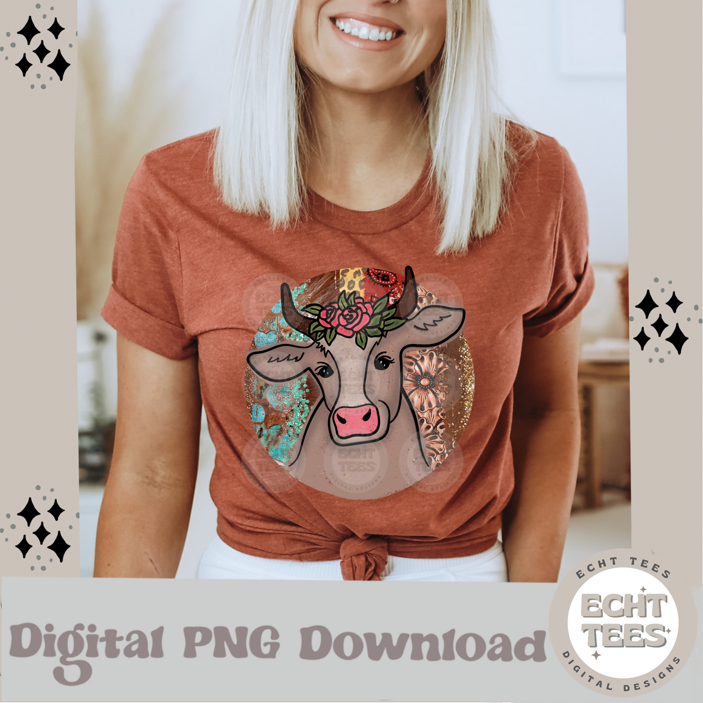 Cute Cow PNG Digital Download