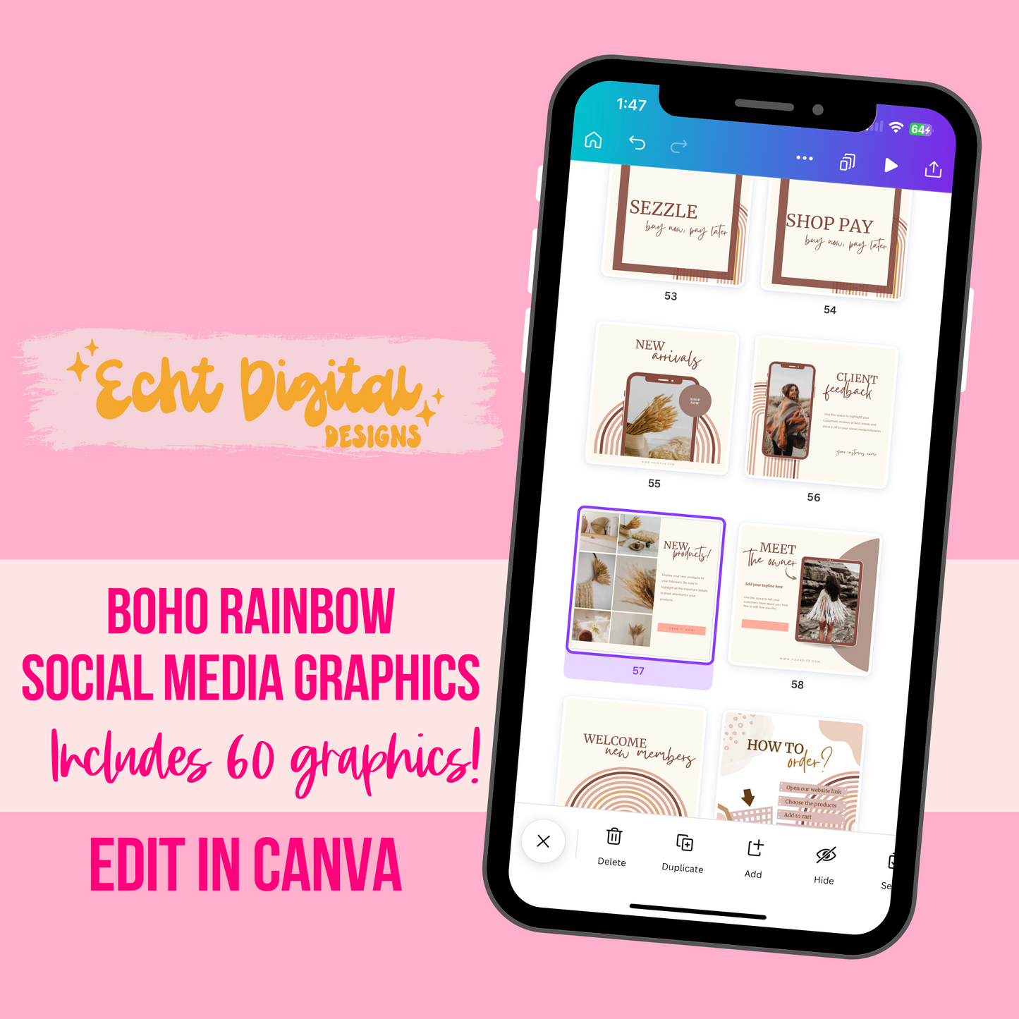 Boho Rainbow Social Media Graphics Set