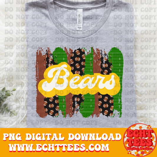 Retro Yellow Bears Football PNG Digital Download