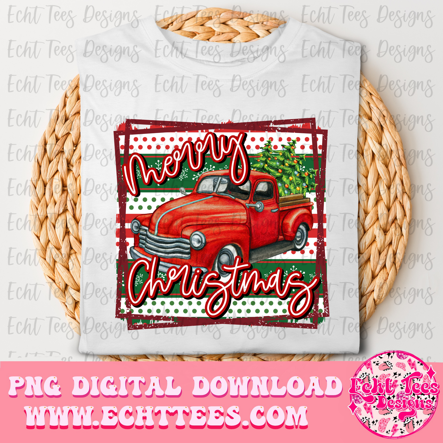 Merry Christmas Truck PNG Digital Download